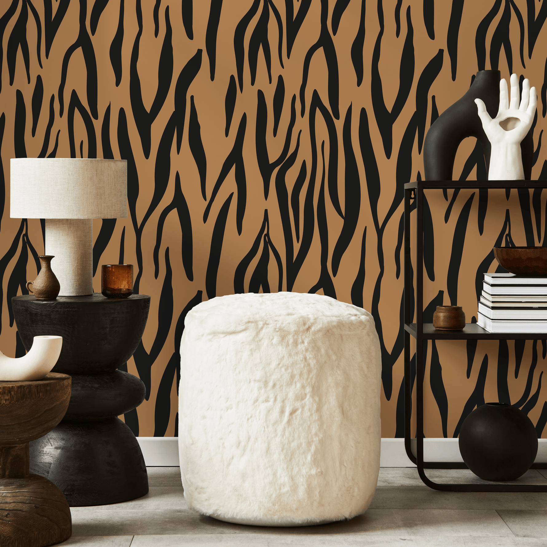 Black and Brown Abstract Leaf Wallpaper Modern Wallpaper Peel and Stick and Traditional Wallpaper - D608 - ONDECOR.COM