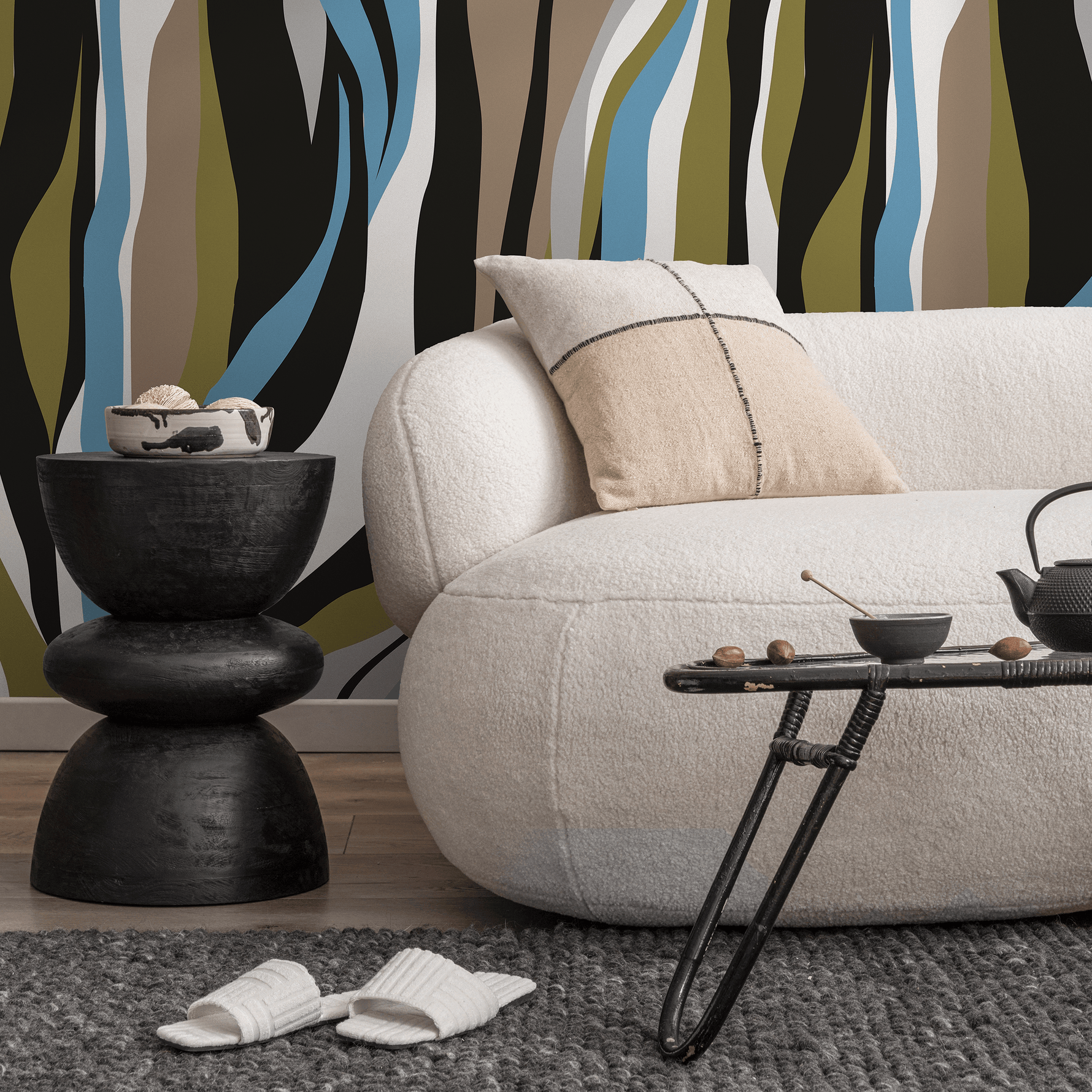 Unique Abstract Waves Wallpaper Maximalist Wallpaper Peel and Stick and Traditional Wallpaper - D612 - ONDECOR.COM
