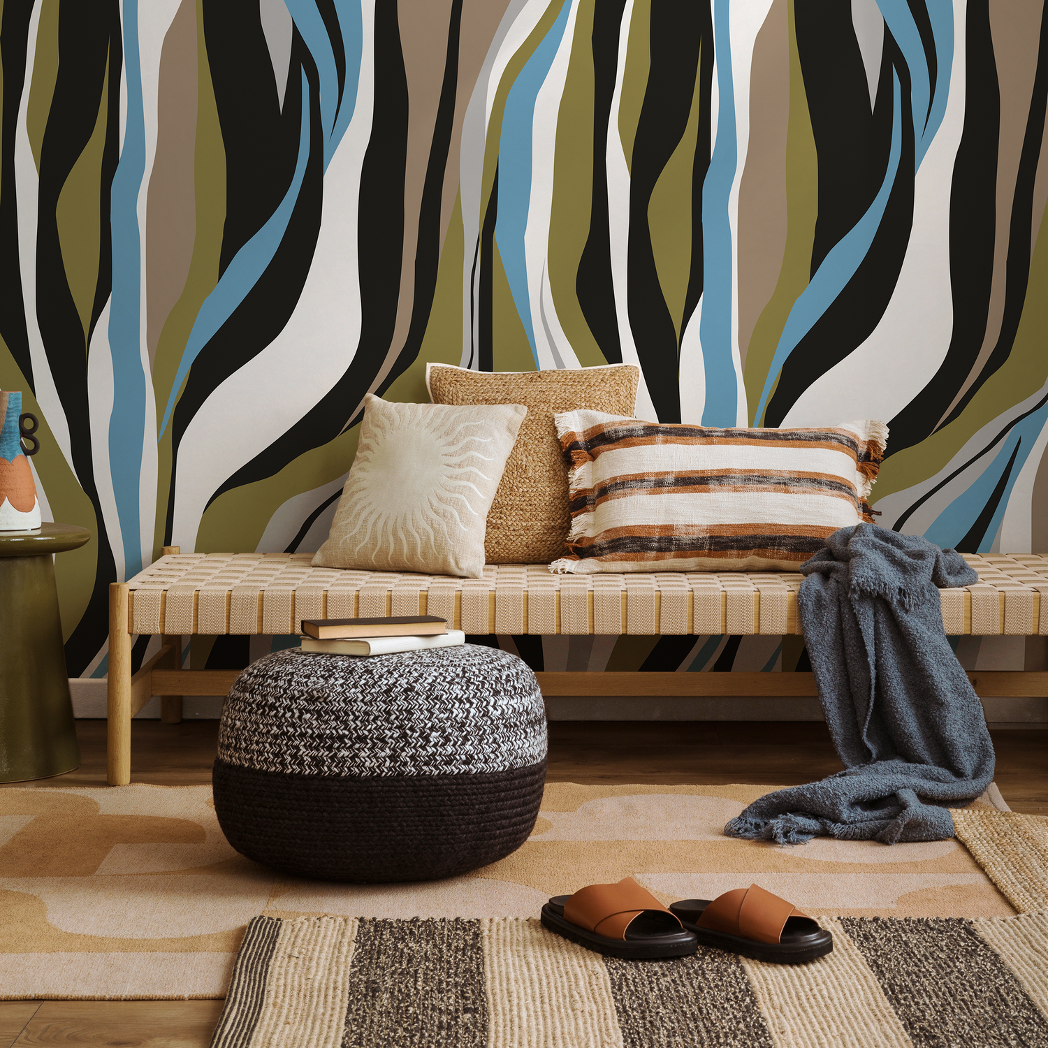 Unique Abstract Waves Wallpaper Maximalist Wallpaper Peel and Stick and Traditional Wallpaper - D612 - ONDECOR.COM