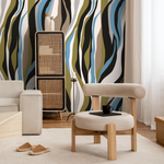 Unique Abstract Waves Wallpaper Maximalist Wallpaper Peel and Stick and Traditional Wallpaper - D612 - ONDECOR.COM