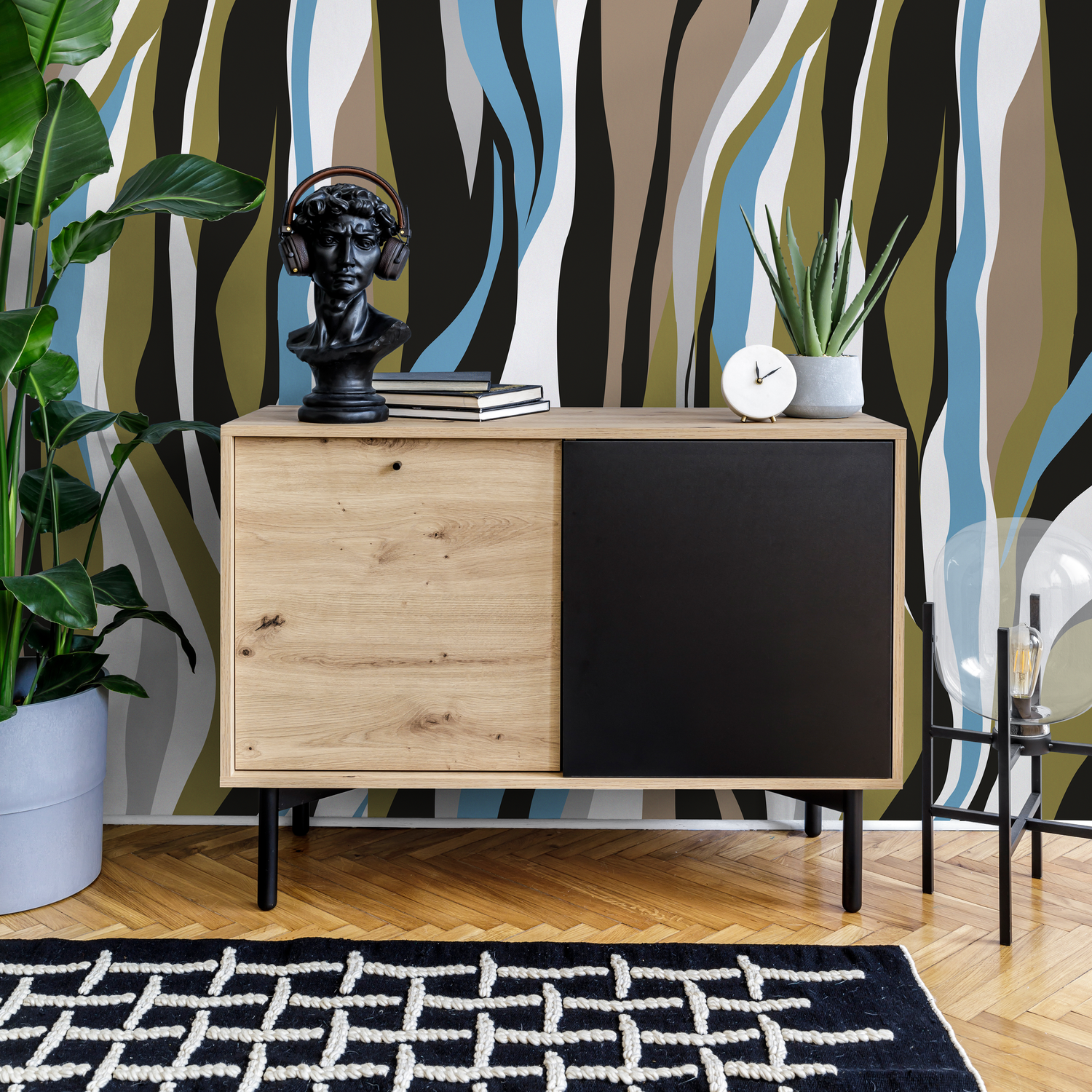 Unique Abstract Waves Wallpaper Maximalist Wallpaper Peel and Stick and Traditional Wallpaper - D612 - ONDECOR.COM