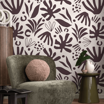 Unique Abstract Leaf Wallpaper Modern Wallpaper Peel and Stick and Traditional Wallpaper - D684