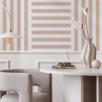 Neutral Striped Wallpaper Modern Geometric Wallpaper Peel and Stick and Traditional Wallpaper - D737