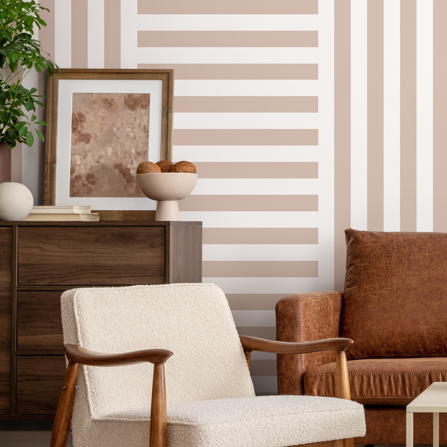 Papel pintado de rayas neutras, papel pintado geométrico moderno, papel pintado autoadhesivo y papel pintado tradicional - D737