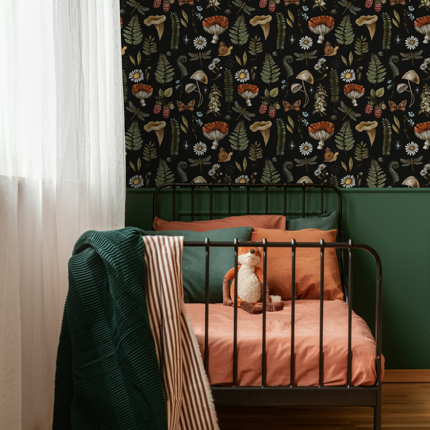 Dark Mushroom Wallpaper Dark Botanical Wallpaper Peel and Stick and Traditional Wallpaper - D821 - ONDECOR.COM