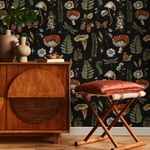 Dark Mushroom Wallpaper Dark Botanical Wallpaper Peel and Stick and Traditional Wallpaper - D821 - ONDECOR.COM