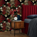 Dark Floral and Skull Wallpaper Maximalist Wallpaper Peel and Stick and Traditional Wallpaper - D905 - ONDECOR.COM