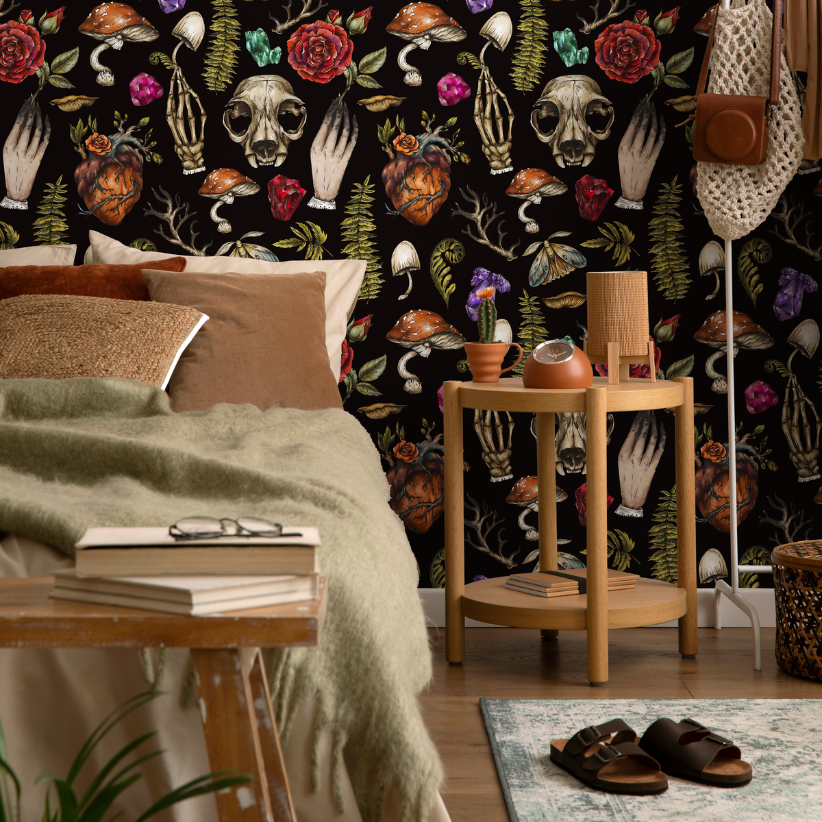 Whimsical Wallpaper Wallpaper Dark Botanical Wallpaper Peel and Stick and Traditional Wallpaper - D931 - ONDECOR.COM