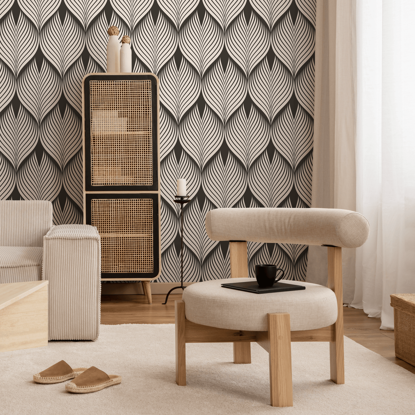 Brown Modern Wallpaper Abstract Peel and Stick and Traditional Wallpaper - D960