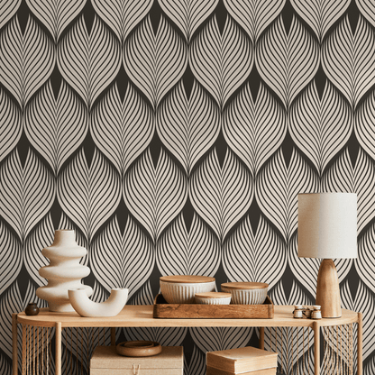 Brown Modern Wallpaper Abstract Peel and Stick and Traditional Wallpaper - D960