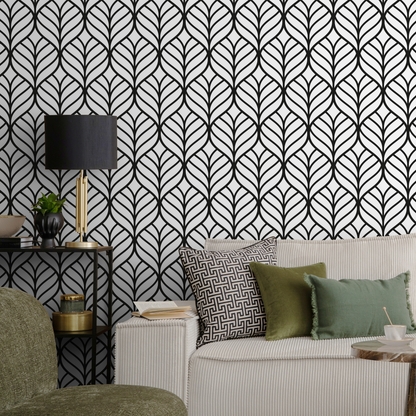 Removable Wallpaper Peel and Stick Wallpaper Wall Paper Wall Mural - Geometric Black and White Wallpaper - D972