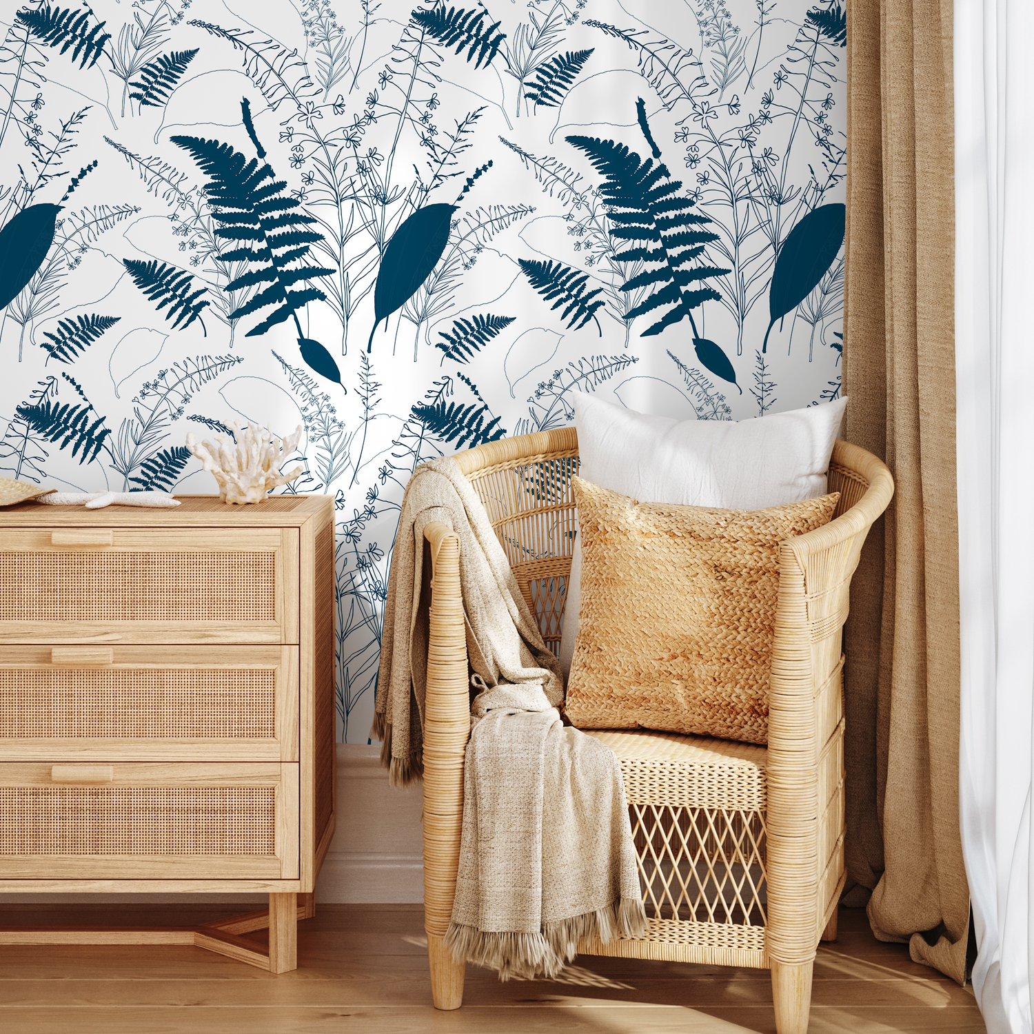 Papier peint amovible, papier peint scandinave, papier peint temporaire, papier peint à fleurs, papier peint autocollant, papier peint - D977