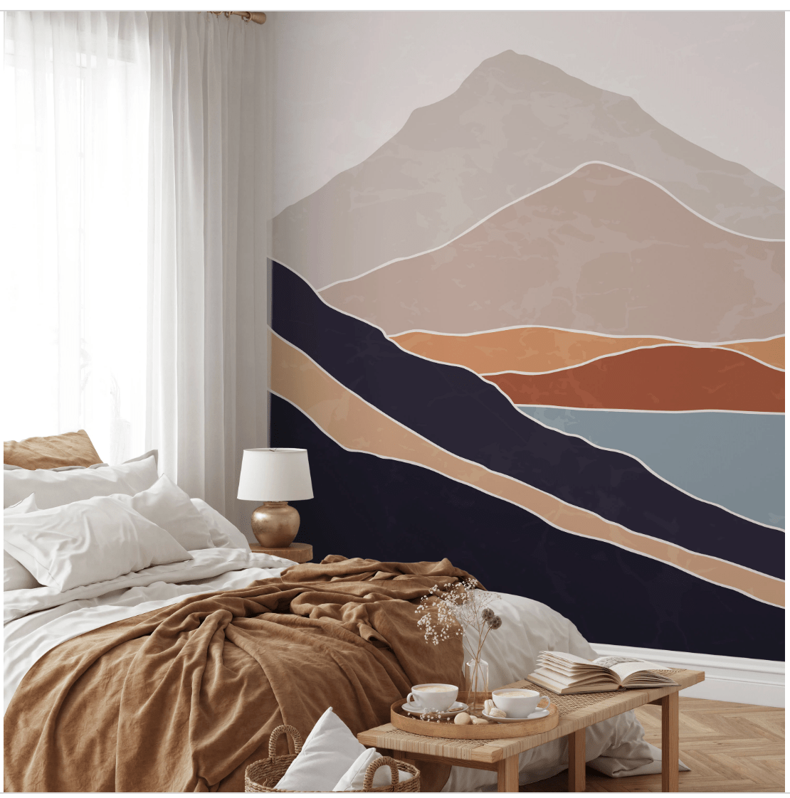 Removable Wallpaper Scandinavian Wallpaper  Waves Wallpaper Peel and Stick Wallpaper Wall Paper - B950