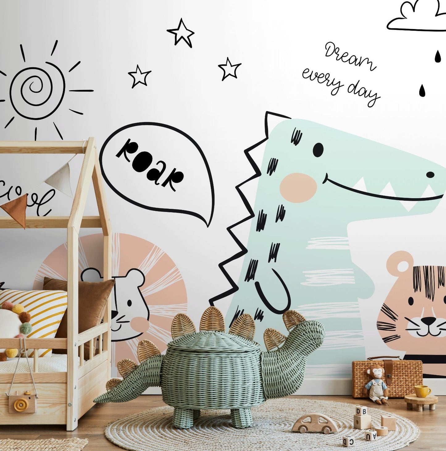 Wall Decor Wallpaper Peel and Stick Wallpaper Removable Wallpaper Home Decor Wall Art Room Decor / Animal Modern Kids Mural Wallpaper - B723