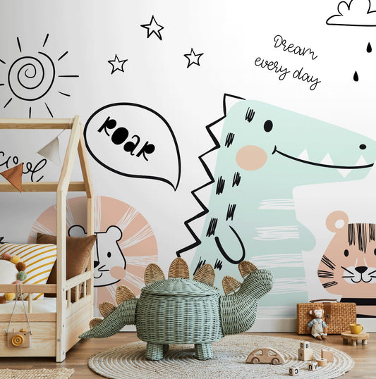 Wall Decor Wallpaper Peel and Stick Wallpaper Removable Wallpaper Home Decor Wall Art Room Decor / Animal Modern Kids Mural Wallpaper - B723