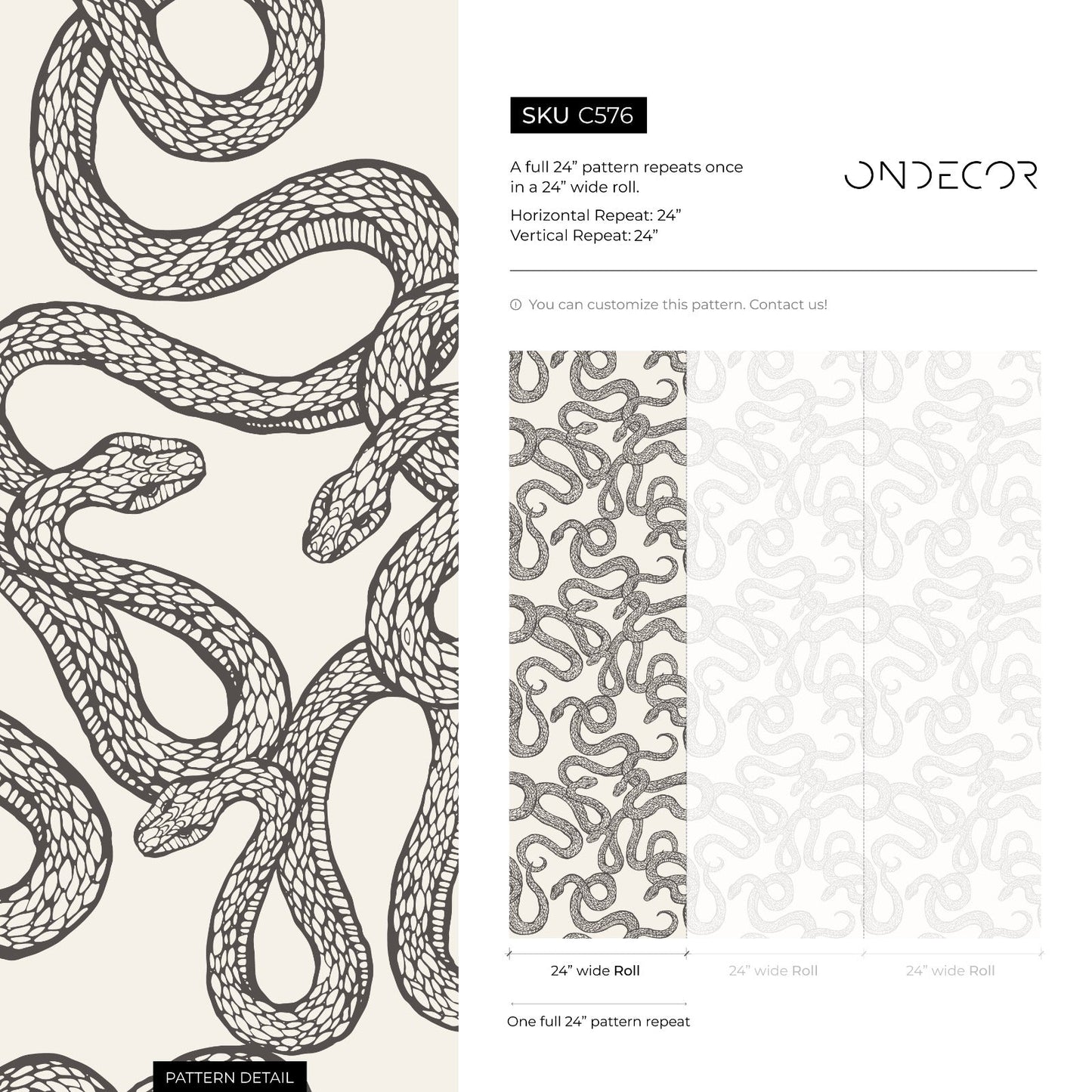 Wallpaper Peel and Stick Wallpaper Removable Wallpaper Home Decor Wall Art Wall Decor Room Decor / Gray Black Snake Wallpaper - C576