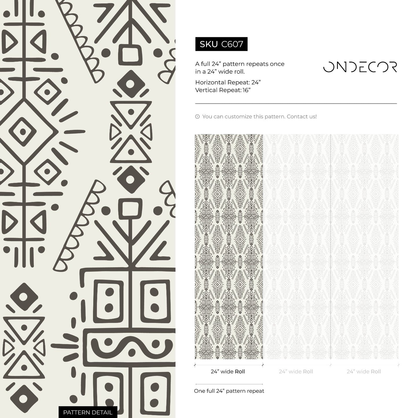 Wallpaper Peel and Stick Wallpaper Removable Wallpaper Home Decor Wall Art Wall Decor Room Decor/ Beige Black Tribal Ethnic Wallpaper - C607