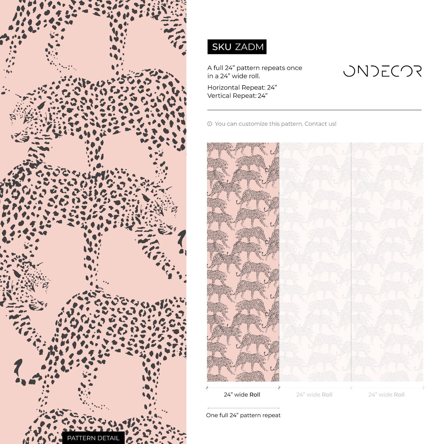 Pink Boho Cheetah Wallpaper Removable and Repositionable Peel and Stick or Traditional Pre-pasted Wallpaper - ZADM