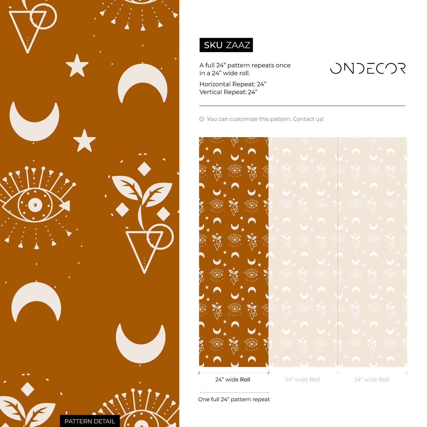 Brown Mystique and Celestial Wallpaper Removable Peel and Stick Wallpaper, Peel and Stick Wallpaper Moon and Sun - ZAAZ