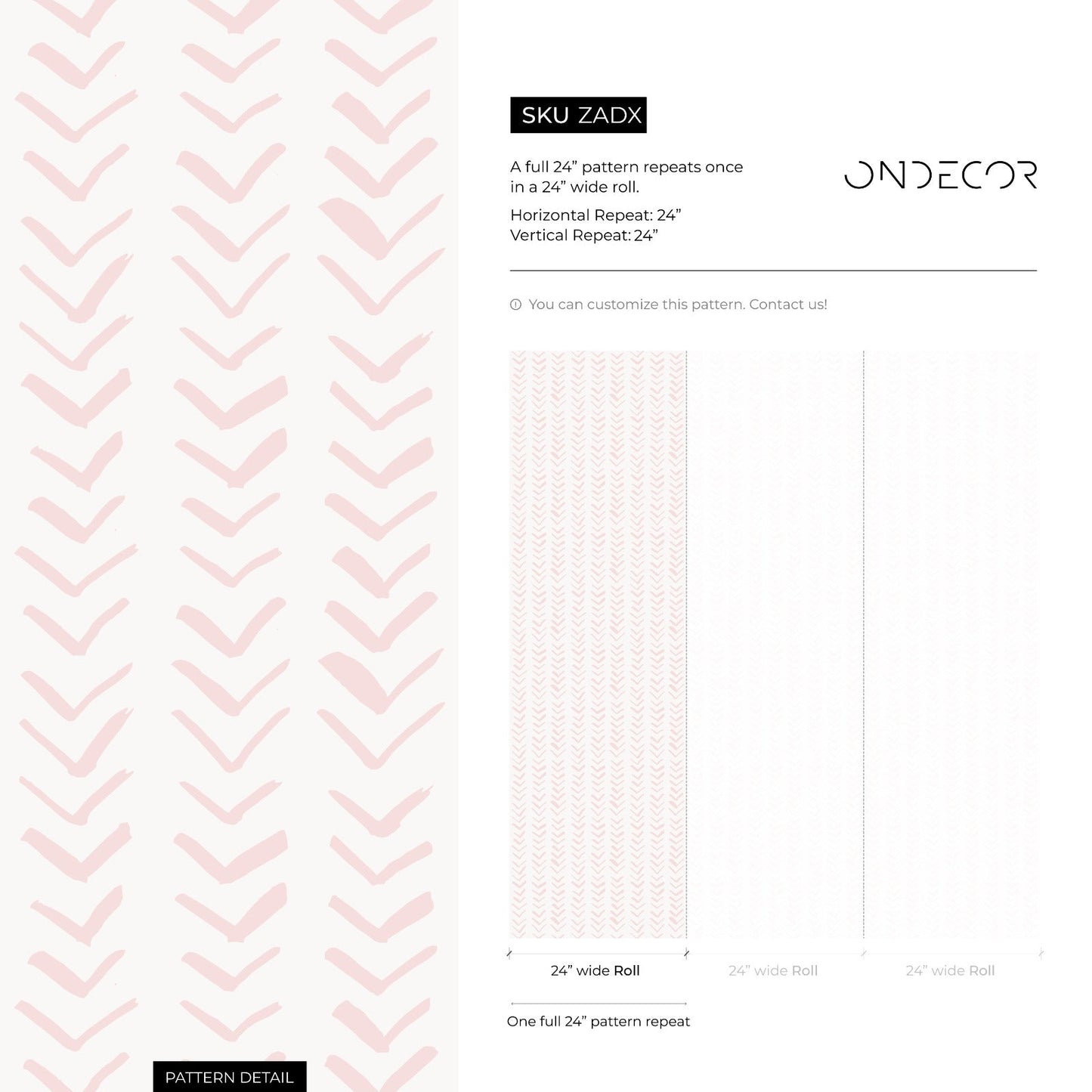 Boho Herringbone in Soft Pink Wallpaper  Removable and Repositionable Peel and Stick or Traditional Pre-pasted Wallpaper - ZADX