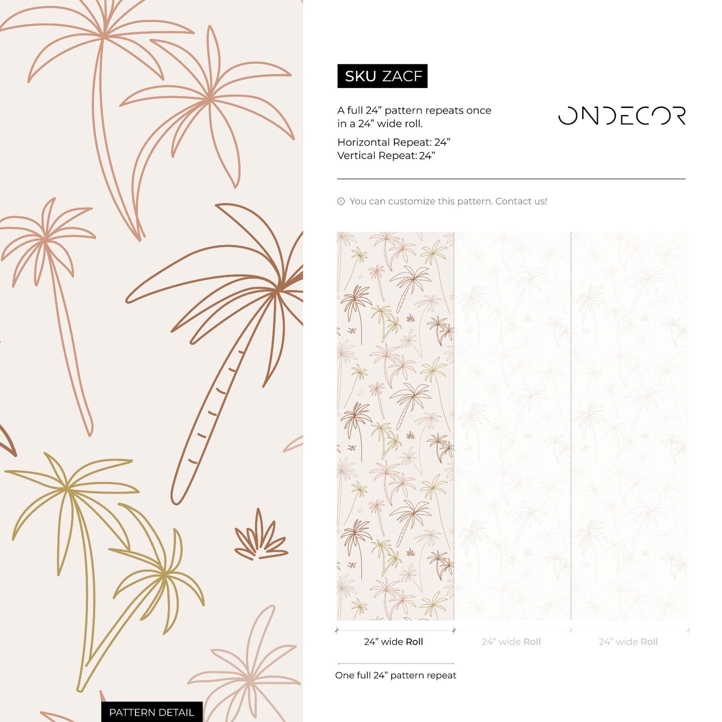 Mayami Wallpaper Tropical Boho Palms in Neutral Tones Wallpaper Nature Wallpaper Peel and Stick Removable Repositionable - ZACF