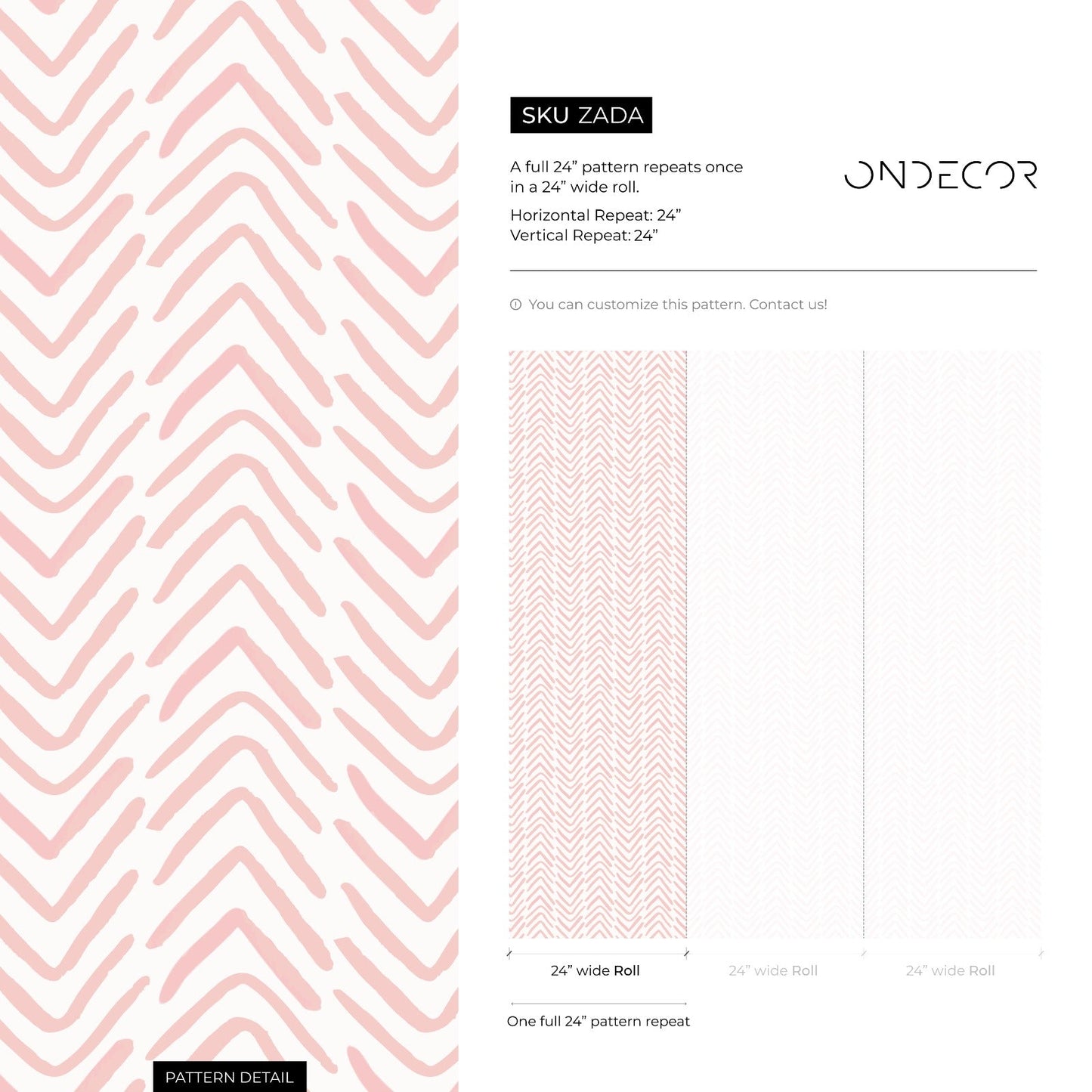 Boho Herringbone in Soft Pink Wallpaper  Removable and Repositionable Peel and Stick or Traditional Pre-pasted Wallpaper - ZADA