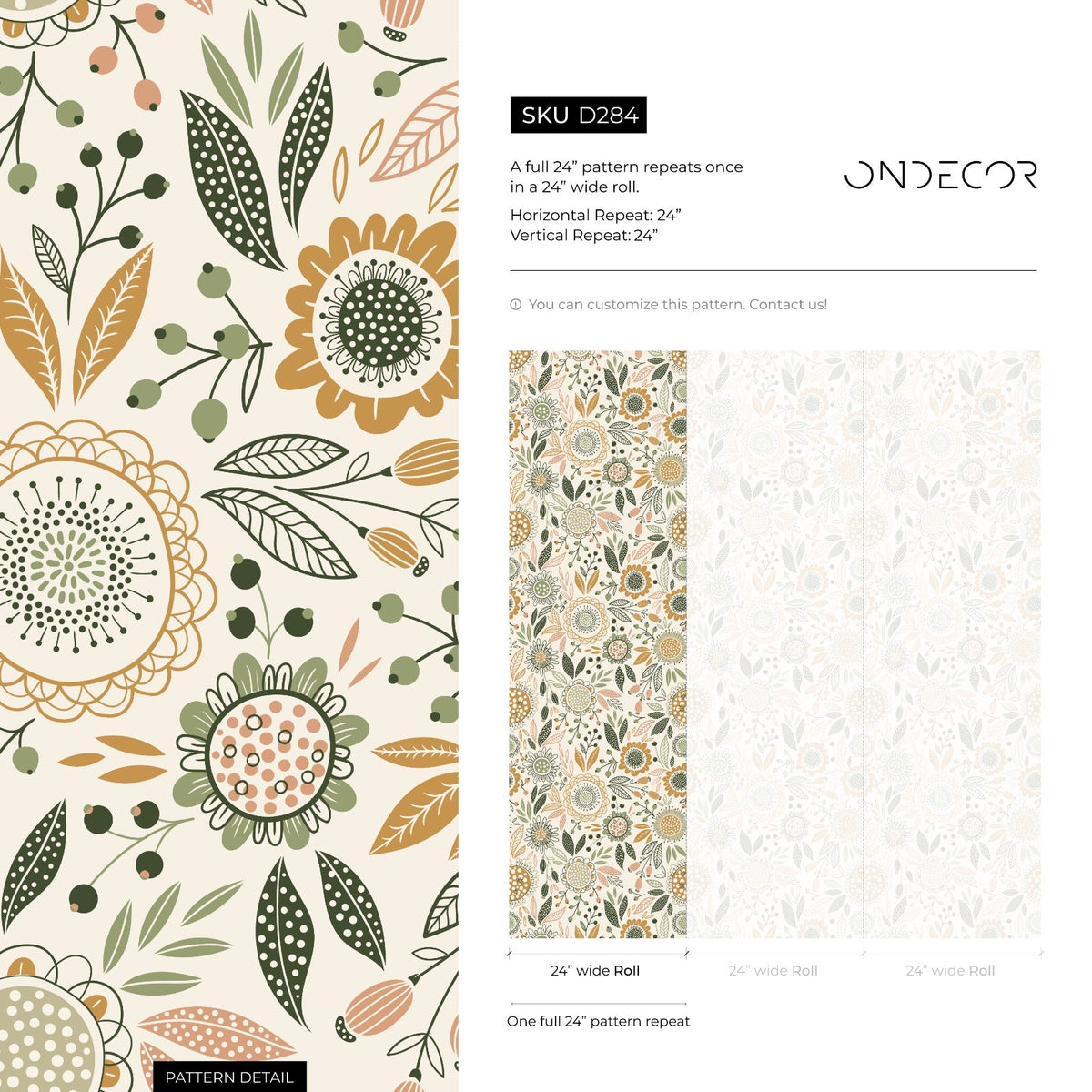 Boho Floral Garden Wallpaper / Peel and Stick Wallpaper Removable Wallpaper Home Decor Wall Art Wall Decor Room Decor - D284 - ONDECOR.COM
