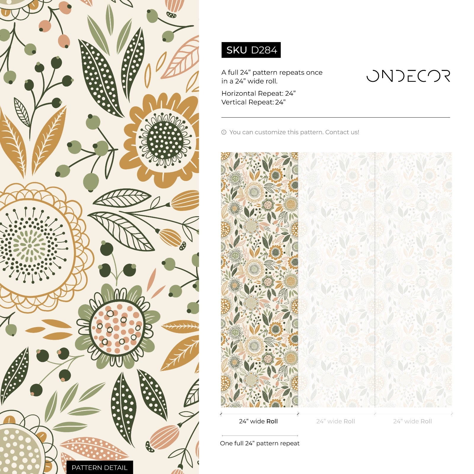 Boho Floral Garden Wallpaper / Peel and Stick Wallpaper Removable Wallpaper Home Decor Wall Art Wall Decor Room Decor - D284 - ONDECOR.COM
