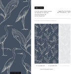 Blue Crane Birds Wallpaper / Peel and Stick Wallpaper Removable Wallpaper Home Decor Wall Art Wall Decor Room Decor - D102 - ONDECOR.COM
