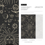 Black Celestial Wallpaper / Peel and Stick Wallpaper Removable Wallpaper Home Decor Wall Art Wall Decor Room Decor - D342 - ONDECOR.COM