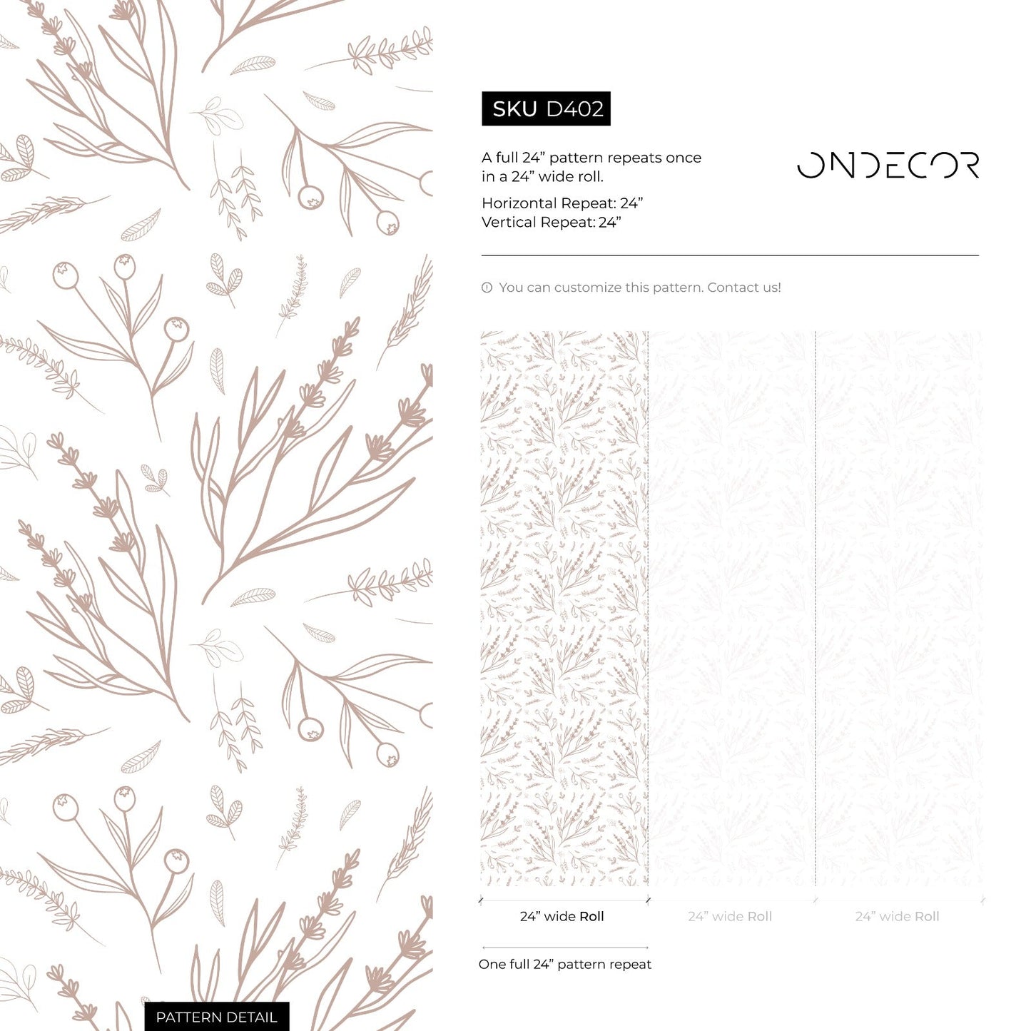 Papel pintado minimalista neutro con flores silvestres / Papel pintado autoadhesivo / Papel pintado extraíble / Decoración del hogar / Arte de pared / Decoración de habitación - D402