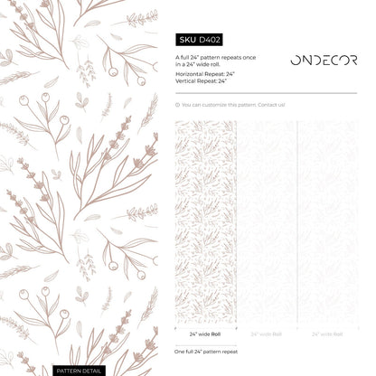 Papel pintado minimalista neutro con flores silvestres / Papel pintado autoadhesivo / Papel pintado extraíble / Decoración del hogar / Arte de pared / Decoración de habitación - D402