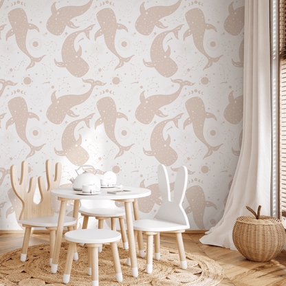 Mystique and Celestial Wallpaper Removable  Peel and Stick Wallpaper, Peel and Stick Wallpaper  Moon and whale - ZAAS