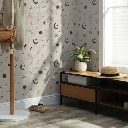 Mystique and Celestial Wallpaper Removable  Peel and Stick Wallpaper, Peel and Stick Wallpaper  Moon and Zodiac - ZAAU