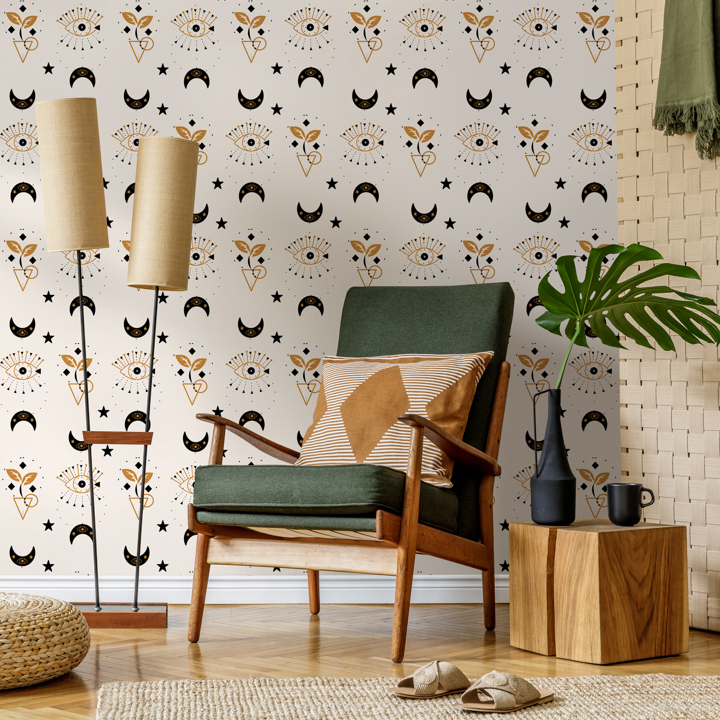 Mystique and Celestial Wallpaper Removable Peel and Stick Wallpaper,  Peel and Stick Wallpaper Moon and Butterfly - ZAAY