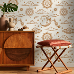 Mystique and Celestial Wallpaper Removable Peel and Stick Wallpaper, Peel and Stick Wallpaper Moon and Sun - ZABC - ONDECOR.COM