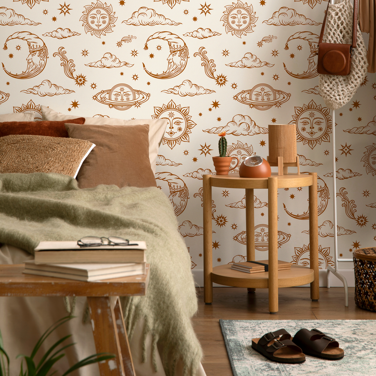 Mystique and Celestial Wallpaper Removable Peel and Stick Wallpaper, Peel and Stick Wallpaper Moon and Sun - ZABC - ONDECOR.COM