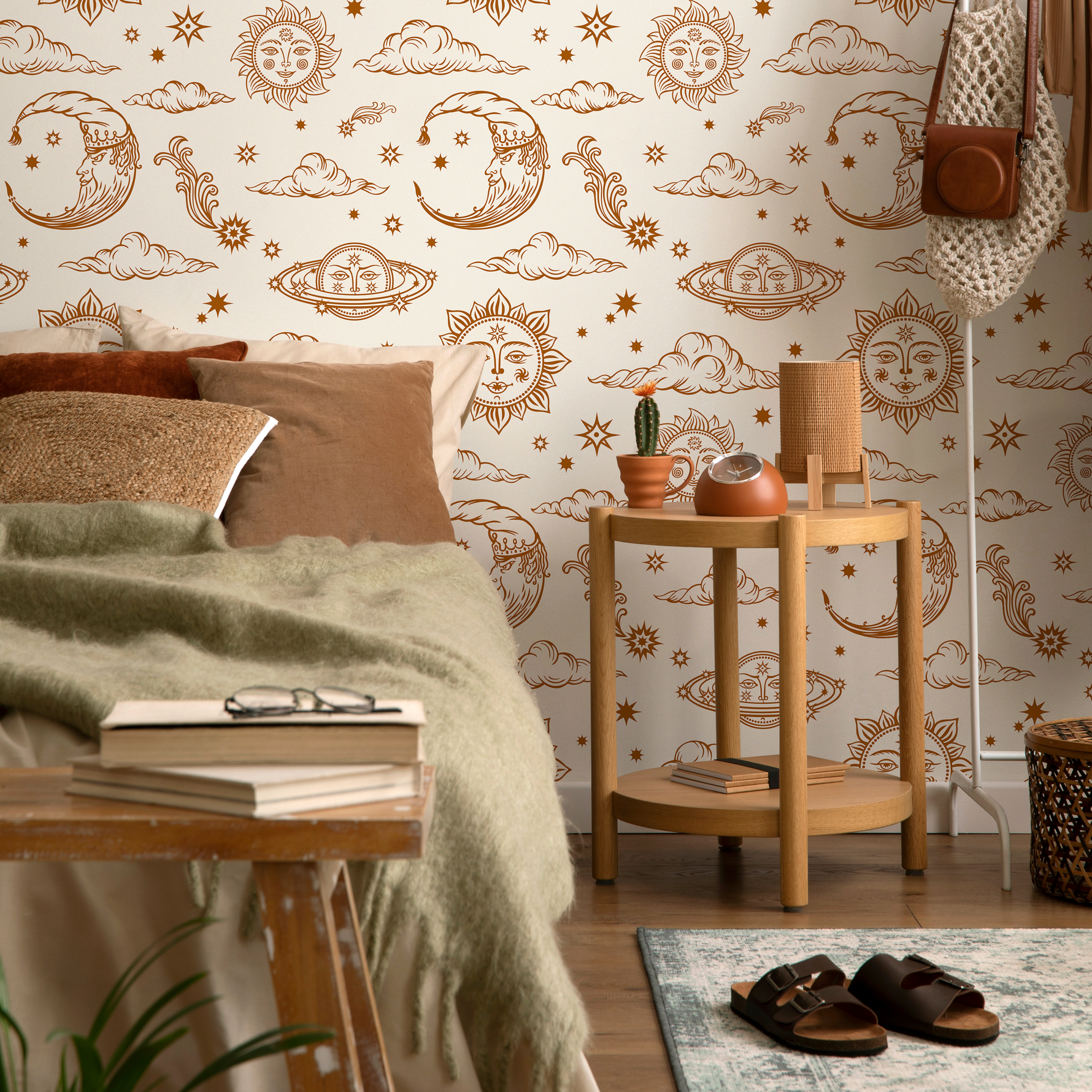 Mystique and Celestial Wallpaper Removable Peel and Stick Wallpaper, Peel and Stick Wallpaper Moon and Sun - ZABC - ONDECOR.COM