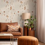 California Wallpaper Boho Minimalist Beach Cactus Peel and Stick Removable and Repositionable or Traditional Pre-pasted Wallpaper - ZABY - ONDECOR.COM