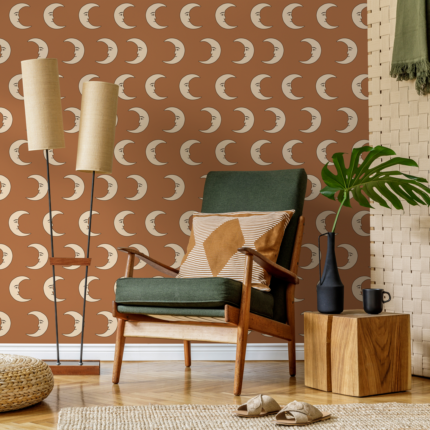 Half Moon Terracotta Wallpaper Removable Self Adhesive Wallpaper, Peel and Stick Wallpaper - ZABZ