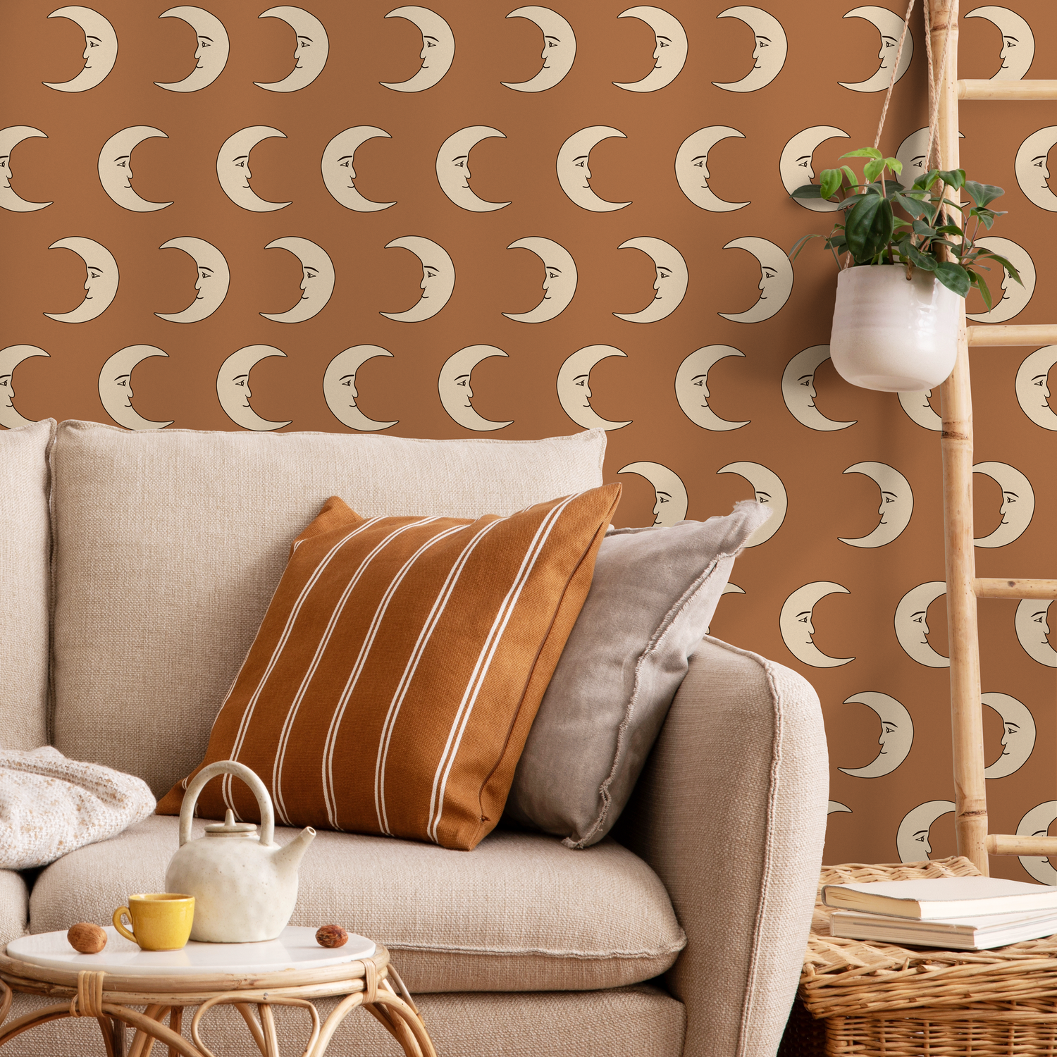 Papel pintado de terracota de media luna, autoadhesivo y removible - ZABZ