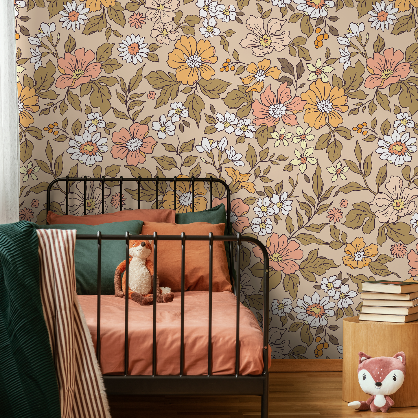 Annete Vintage Meadow Flowers Mural - Large Scale Wallpaper Floral Peel and Stick Removable Repositionable or Traditional Pre-pasted  - ZACD