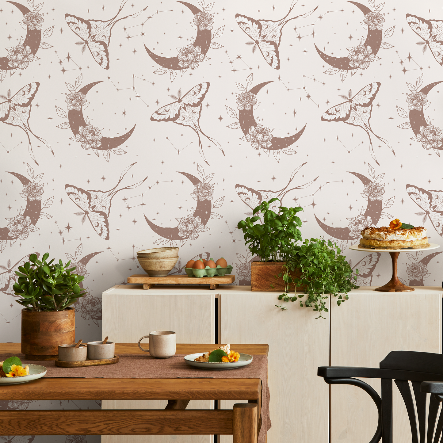 Mystique and Celestial Wallpaper Removable Peel and Stick Wallpaper,  Peel and Stick Wallpaper Moon and Butterfly - ZACT