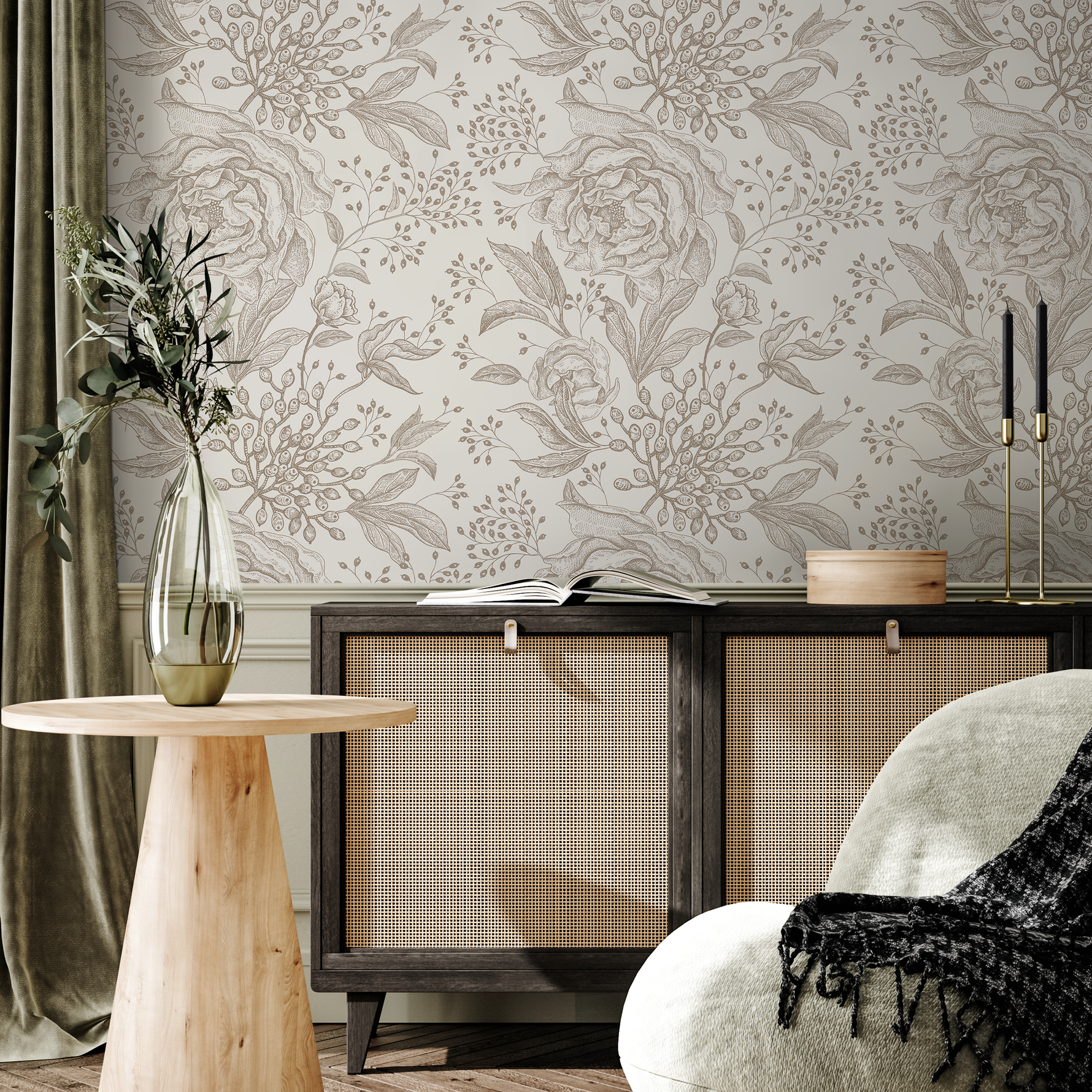 Beige Boho Roses Wallpaper Boho Peony Wallpaper Peel and Stick Removable  Repositionable Burnt Orange Minimalistic - ZACX - ONDECOR.COM