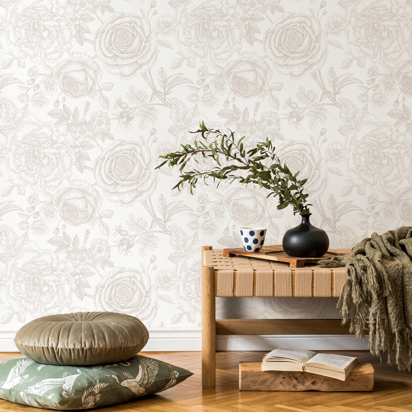 Neutral Boho Roses Wallpaper Boho Peony Wallpaper Peel and Stick Removable  Repositionable Burnt Orange Minimalistic - ZACY