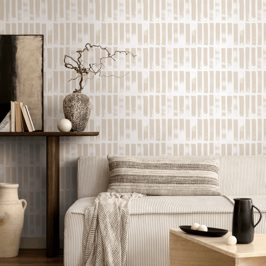 Paint Brush Dotted in Sand Wallpaper  Abstract Removable and Repositionable Peel and Stick or Traditional Pre-pasted Wallpaper - ZADF