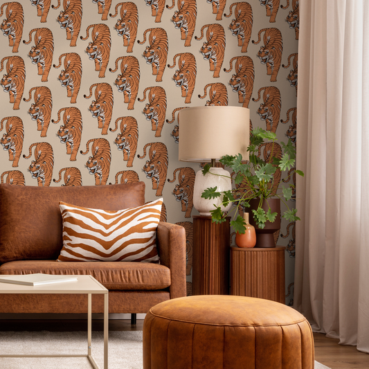 Boho Tiger Wallpaper Removable Peel and Stick Wallpaper, Animal Print Repositionable Peel and Stick Wallpaper - ZADI