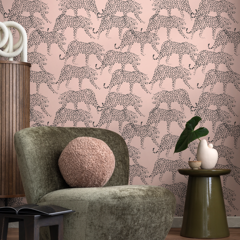 Pink Leopard Wallpaper - Removable Wall Decor | Free Ship