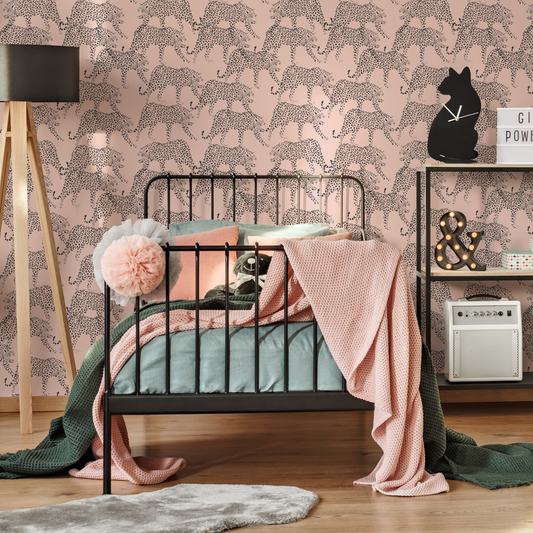 Pink Boho Cheetah Wallpaper Removable and Repositionable Peel and Stick or Traditional Pre-pasted Wallpaper - ZADM