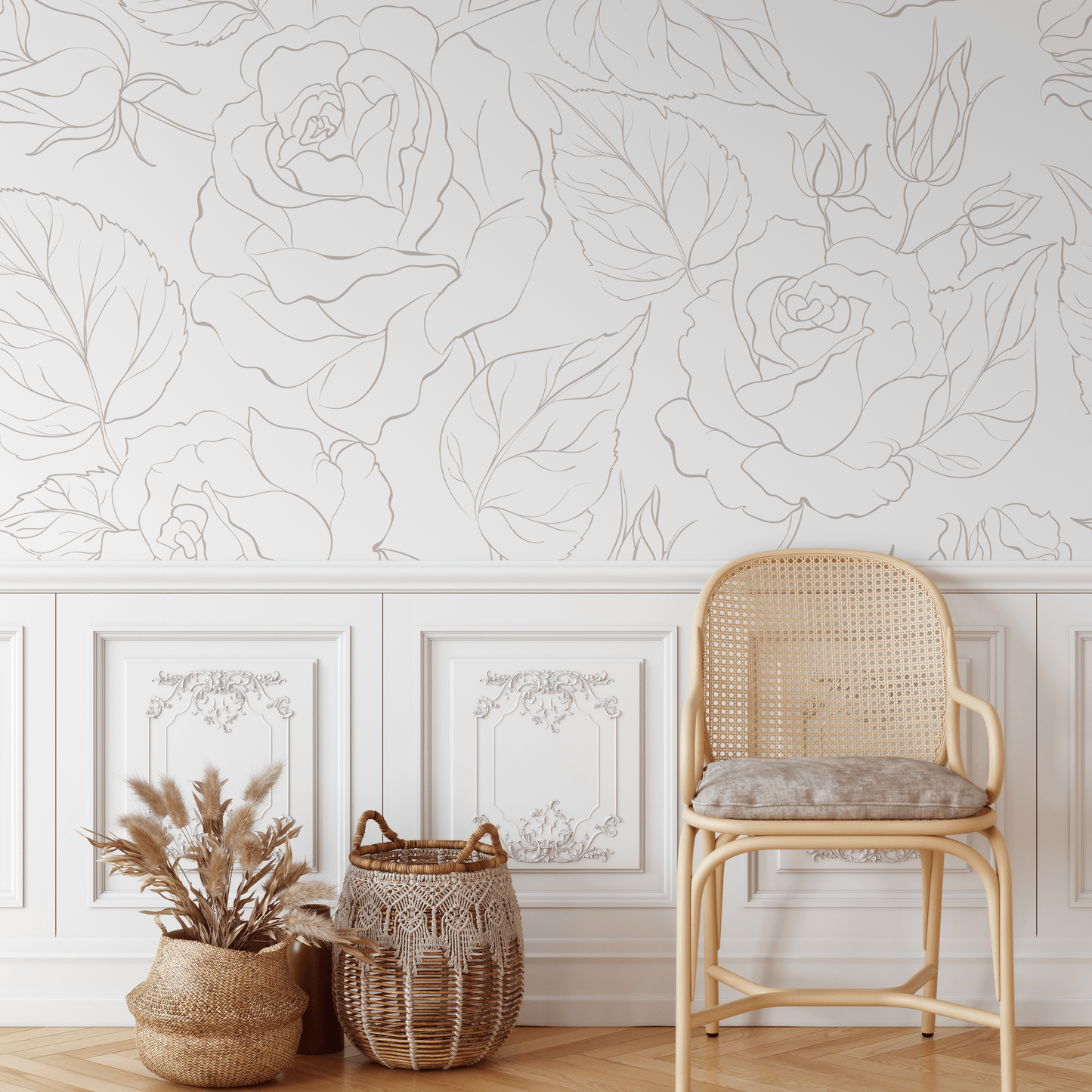 The Neutral Minimalist Peony Mural  Mural Self Adhesive Large Scale Wallpaper Peony Floral Traditional Pre-pasted or Peel and Stick - ZADP